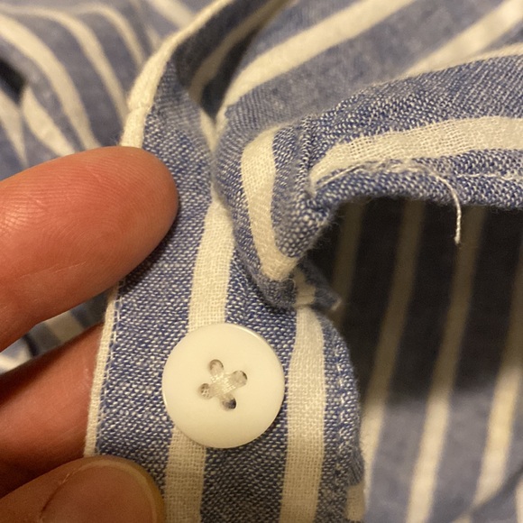 Chaps | Blue and White Striped | Wrap Skirt with Ruffle Trim | Size Small - Picture 7 of 13